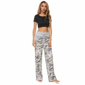 Lilly Posh Womens Wide leg Camo and Flowers Size M